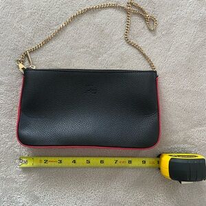 Christian Louboutin Black and Red Leather Clutch with Gold Chain